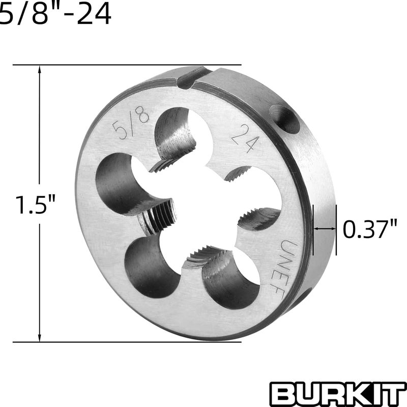 Burkit 5/8"-24 UNEF Tap and Die Set, 5/8 x 24 UNEF Machine Thread Tap and Round Die Right Hand - Image 3